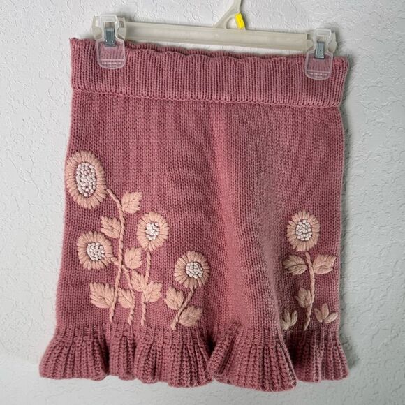 LoveShackFancy Oxford Wool Blend Mini Sweater Skirt in Pink Size S - Picture 2 of 11